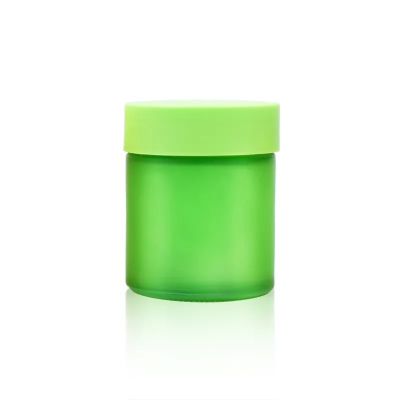 1oz 2oz 3oz 4oz Custom frosted green yellow color glass bottle child proof jar