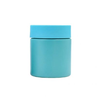 Wholesale 100 ml blue Round herb flower recyclable glass jars with plastic screw childproof lid