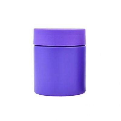 Wholesale 125 g purple Round herb flower high quality glass jars with plastic screw children resistance lid