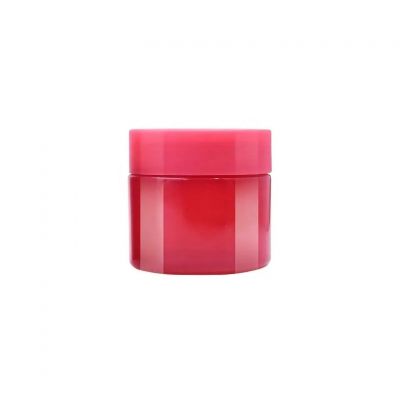 Hot sale fancy 70ml pink cosmetic cream wide mouth glossy flower glass jar with childproof lid