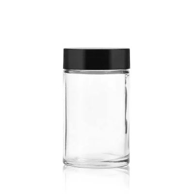 wholesale 6oz 180ml clear childproof glass jar glass bottle with black child resistant lid