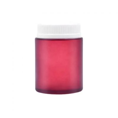 Hot sale 160ml frosted red straight side jar food canning flower storage glass jar with plastic child proof lid