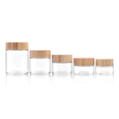 Bamboo CR lid Custom round flower clear jars wax packaging pharmacy jars top quality best price