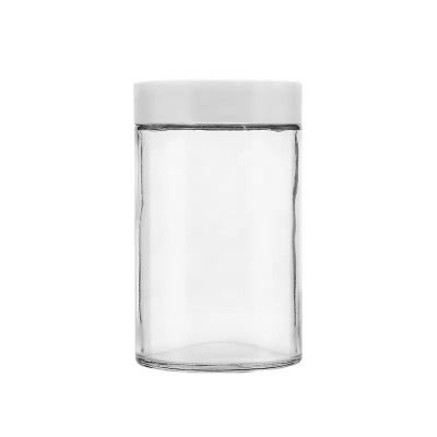 OEM screen printing 16oz 500ml clear transparent child proof glass jar glass bottle for flower