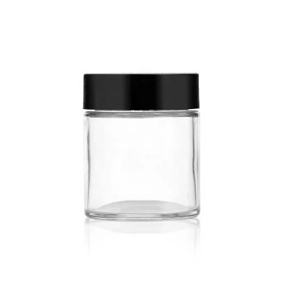 90 ml 3 oz Custom round flower jar wax packaging pharmacy jars child resistant glass bottles with childproof lids