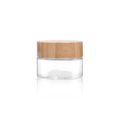 55 ml Bamboo CR lid Custom round flower clear jars wax packaging pharmacy jars top quality best price