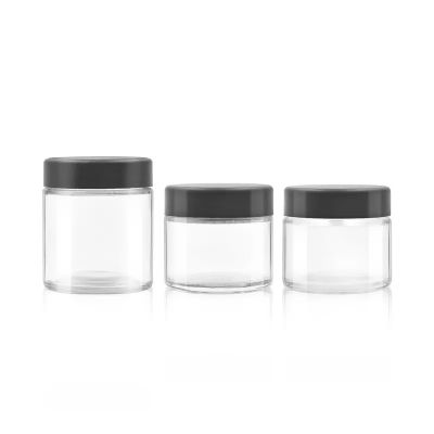 2 oz 3 oz Custom Round flower jar wax packaging pharmacy jars 60 ML CR glass bottles with childproof lids