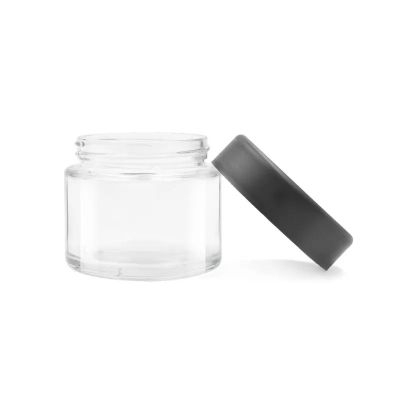 60ml 2 oz Custom Round flower jar wax packaging pharmacy Clear jars child resistant glass bottles with childproof lids