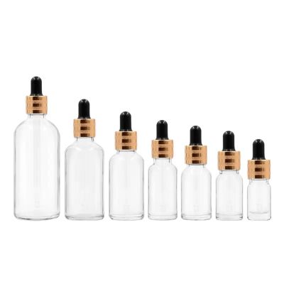 Hot sell 5ml 10ml 15ml 20ml 30ml 50ml 100ml empty transparent essential oil glass bottle with dropper
