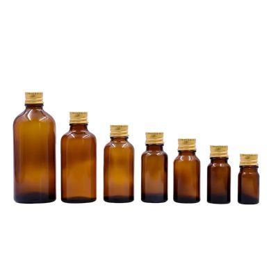 Hot sell 5ml 10ml 15ml 20ml 30ml 50ml 100ml empty amber essential oil glass bottle with screw lid