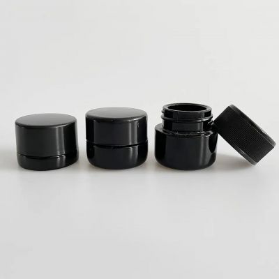 Custom black 5ml round glass jars for pack