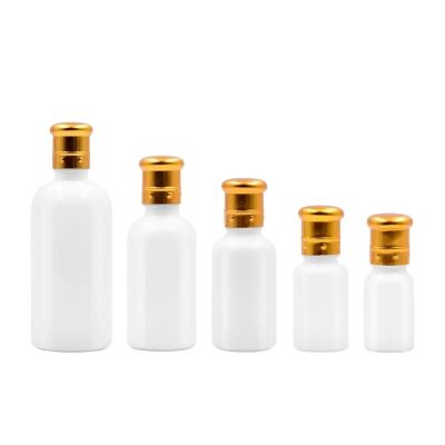 Hot sell 10ml 15ml 30ml 50ml 100ml empty white essential oil glass bottle with screw lid