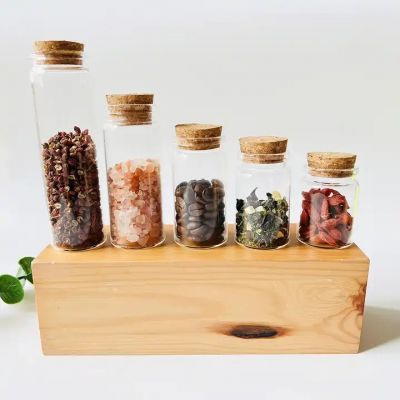 Custom Various sizes small glass vials jars glass test tubes with cork lids