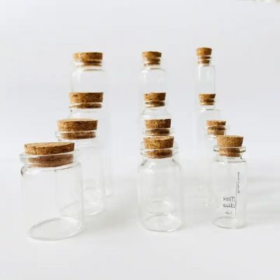 50ml 100ml 150ml 200ml vials glass wishing bottles with cork stopper