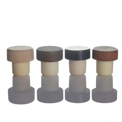 T cap with different color printing wooden synthetic cork stopper for gin whiskey spirits bottle