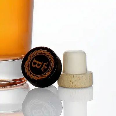 custom printing laser engraving logo vodka stopper wine cap glass bottle sealing cap T shape wooden cork stopper