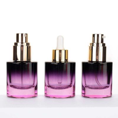 30ml 1 oz Purple Glass Skincare Cosmetic Bottle Packaging with Thick Bottom