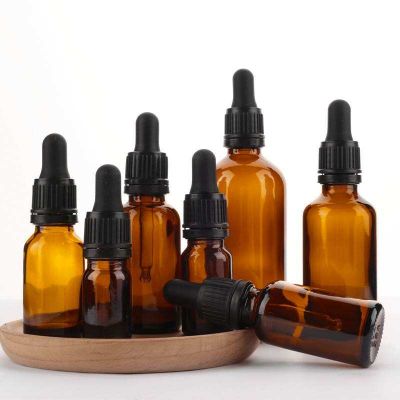 Sale Amber Beard Oil Dropper Bottle Tincture Aromatherapy Essential Oil Bottle 20ml 30ml 50ml with Tamper Evident Dropper