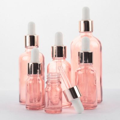 Skin Care Packaging 10ml 15ml Pink Cosmetic Serum Essential Oil Dropper Glass Bottle 30ml 50ml 100ml for Cologne