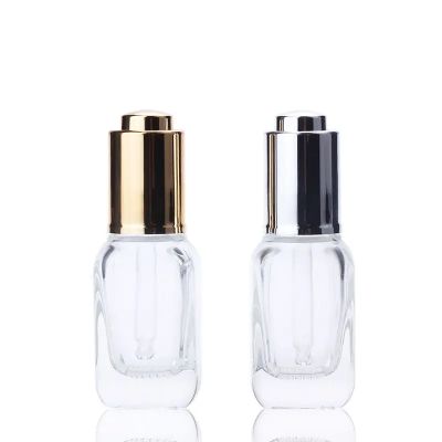 luxury cosmetic glass serum pump bottle 20ml 30ml 50ml skincare white and gold pump bottles with dropper