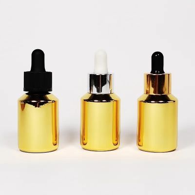 30ml Golden Cylinder Slope Facial Hair Oil Glass Dropper Bottle for Skincare Essence Serum Essential Oil