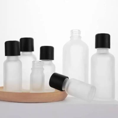 Frosted Serum Skincare Essential Oil Bottle Glass Aromatherapy Tincture Bottle with Black Lids