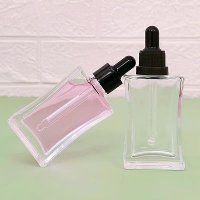 Custom Empty Luxury Clear Essential Oil Serum Glass Dropper Bottle 35ml with Dropper Pipette