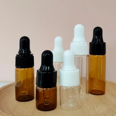 Mini Cute 2ml 3ml 5ml Glass Vials Amber Clear Portable Essential Face Oil Serum Glass Dropper Bottle