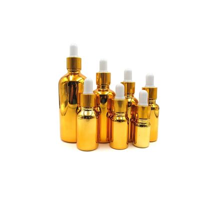 Wholesale skin care 1oz 30ml 50ml 100ml gold glass dropper bottle Cosmetic Gold Bottle with free sample