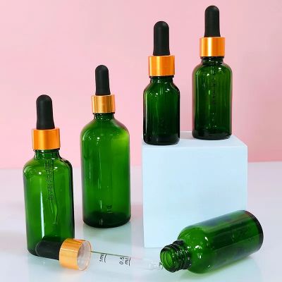 Green Luxury Empty Cosmetic Dropper Skin Care Bottle Packaging 10 ml 30ml 50 ml for Essential Oil Serum Face Hair Oil