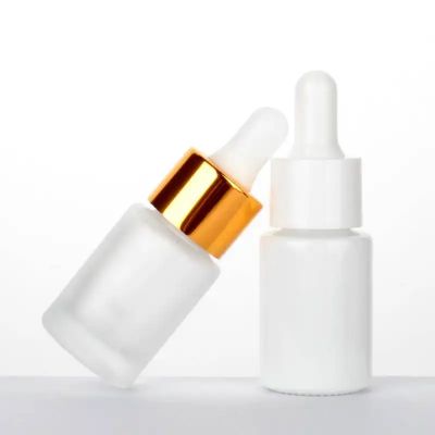 15ml Cylinder Essential Oil Serum Bottle Frosted White Glass Dropper Bottle with White Dropper
