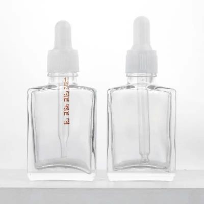 Custom 1oz Clear Serum Cosmetic Facial Cuticle Oil Pipette Eye Glass Dropper Bottle with White Dropper for Essential Oil