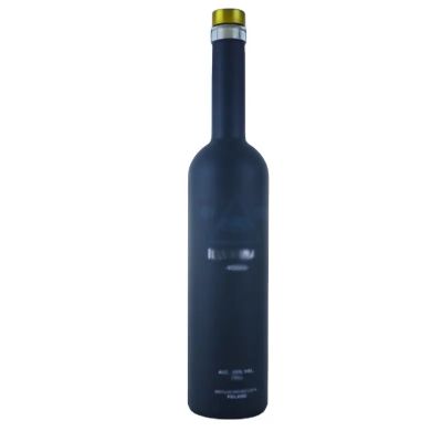 hot sell 700ml 750ml round black vodka bottle liquor glass bottle with cork cap