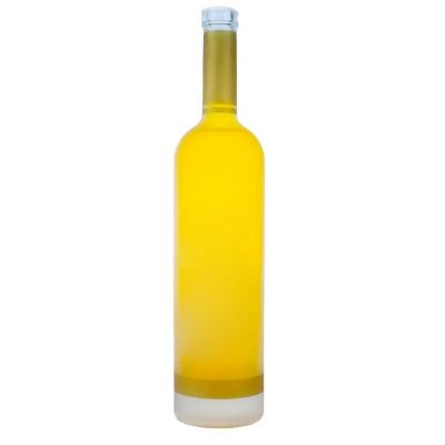 best selling high quality 1000ml round gin bottle liquor glass bottle with cork cap