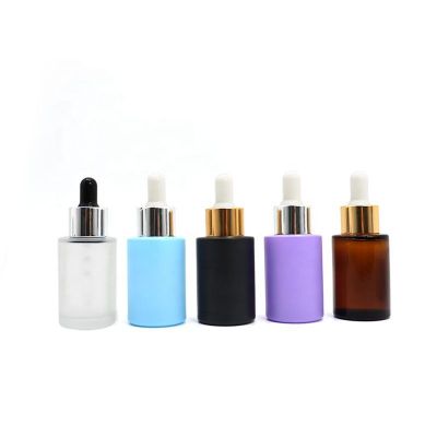 Logo printing 1oz elegant 30ml frosted clear black glass serum dropper bottle with silver gold pipette cap