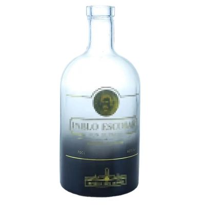 New Design Black Gradient 500Ml Round Vodka Bottle Spirits Glass Bottle with Cork Cap