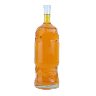 Food grade spirits glass bottle 750ml embossed vodka glass bottle with cork cap