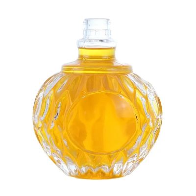 500ml clear unique design spherical vodka whiskey bottle liquor glass bottle with cork