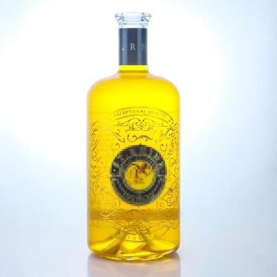 New Design 500Ml Water Transfer Printing Round Vodka Bottle Spirits Glass Bottle with Cork Cap