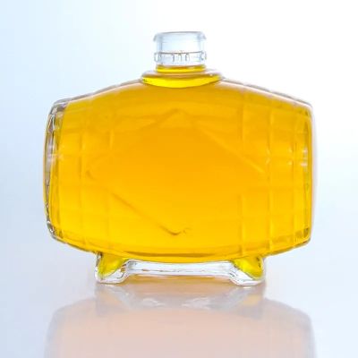 Custom bucket shape high quality vodka whiskey bottle spirits glass bottle with cork