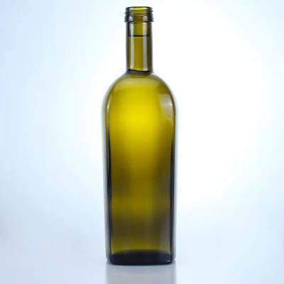 Factory price empty green square bottom 250ml 500ml 750ml glass bottle with cork cap
