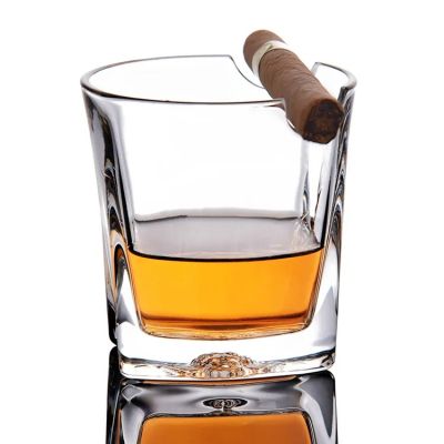 Lead Free Crystal Custom Glass Logo Thick Bottom Drinking Glass Whisky Cigar Cup For Home Bar
