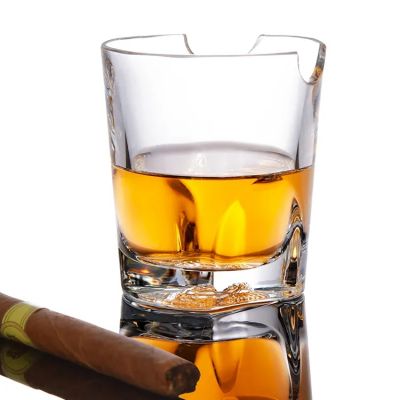 Clear Customised Unique Whiskey Glasses Heavy Base Shot Glass Sublimation Cigar Holder Glass Cups For Home Party