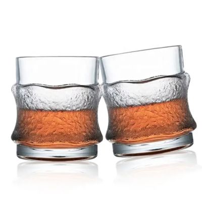 Lead Free Crystal Hanging Ice Feeling Cup 300Ml Whiskey Tasting Glasses Thick Bottom Whiskey Glass For Home Bar Party