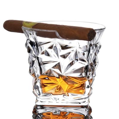 Wholesale Premium Luxury Diamond Unique Whiskey Glasses With Cigar Holder For Drinking Beer Bourbon Whiskey