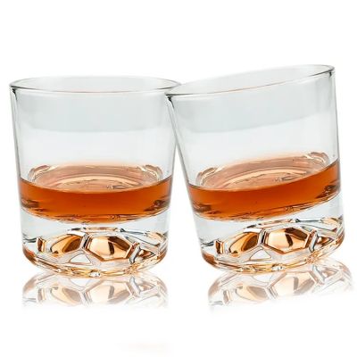 Modern Personalized Drinking Wine Glasses Football Bottom Pattern Whiskey Glass For Party Home