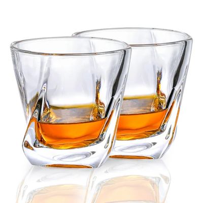 Creative Luxury Crystal Whiskey Glass Shot 200Ml Lead Free Twisted Whiskey Glass For Home Party Bar