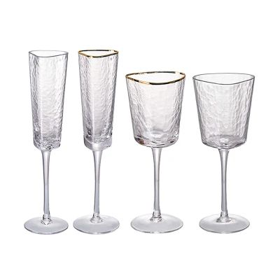 Wedding tableware champagne glass juice glass crystal red wine glass lead free crystal goblet wholesale custom triangle shape