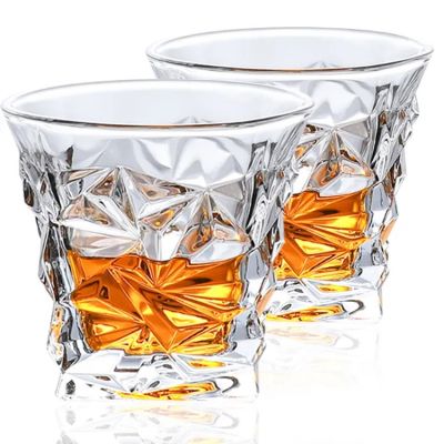 Top Seller Luxury Wine Glasses Custom Clear Square Engraved Glass Whisky Crystal Cup For Home Bar Party