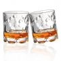 Hot Selling Clear Embossed Glass Tumbler Personalized Shot Glasses Unique Shaped Drinking Whiskey Glass Rotating